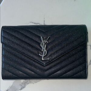 Saint Laurent Black Quilted Leather Clutch